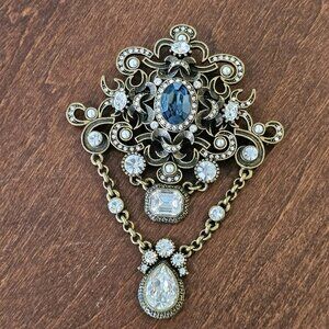 Victorian Edwardian Style Shield Brooch Large Dark Fairycore Gothic Cosplay‎